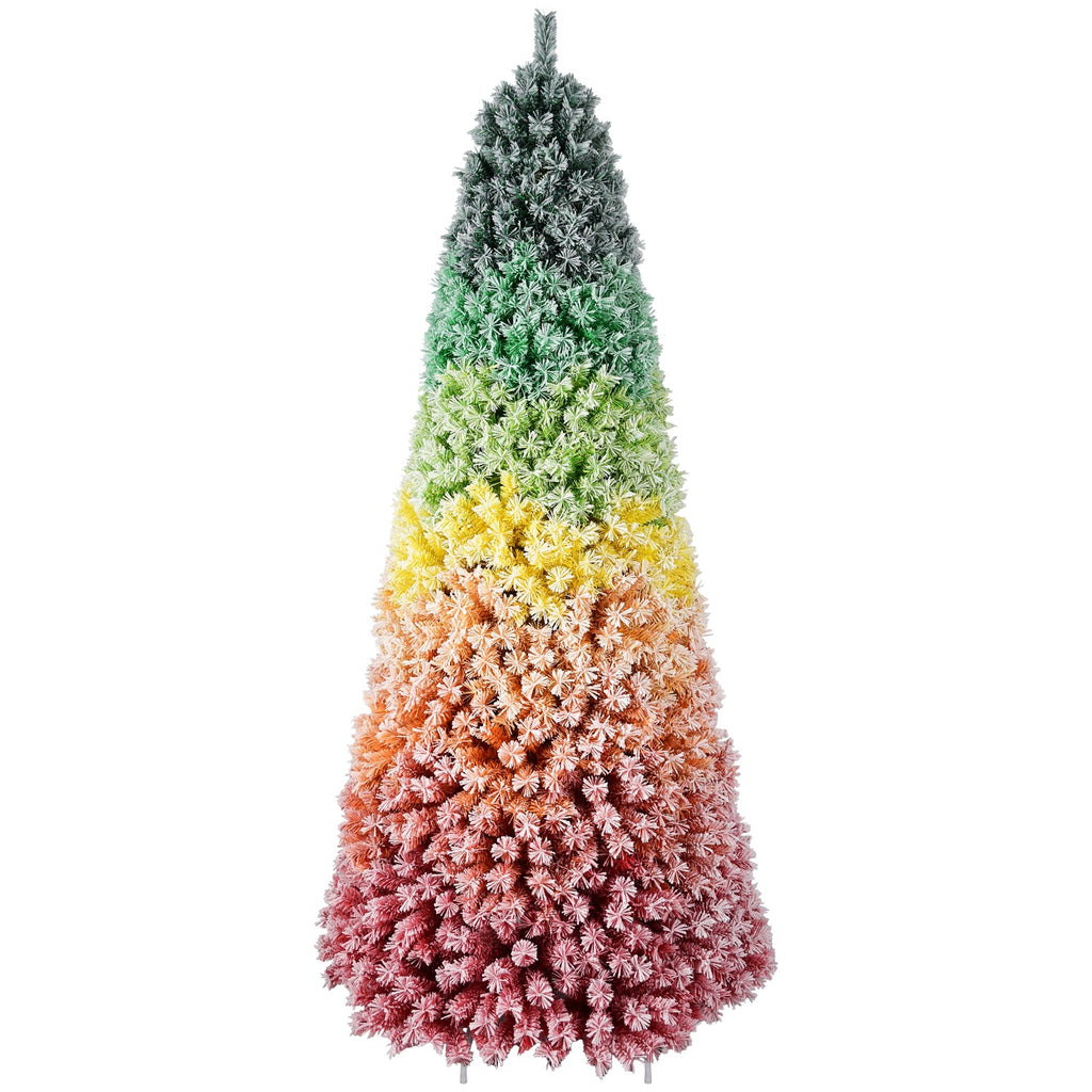 7.5ft Rainbow Gradient Flocked PVC Christmas Tree