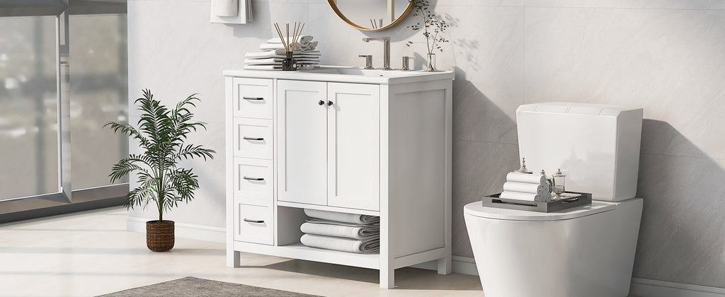 36" Bathroom Vanity with Sink Top and Storage Cabinet