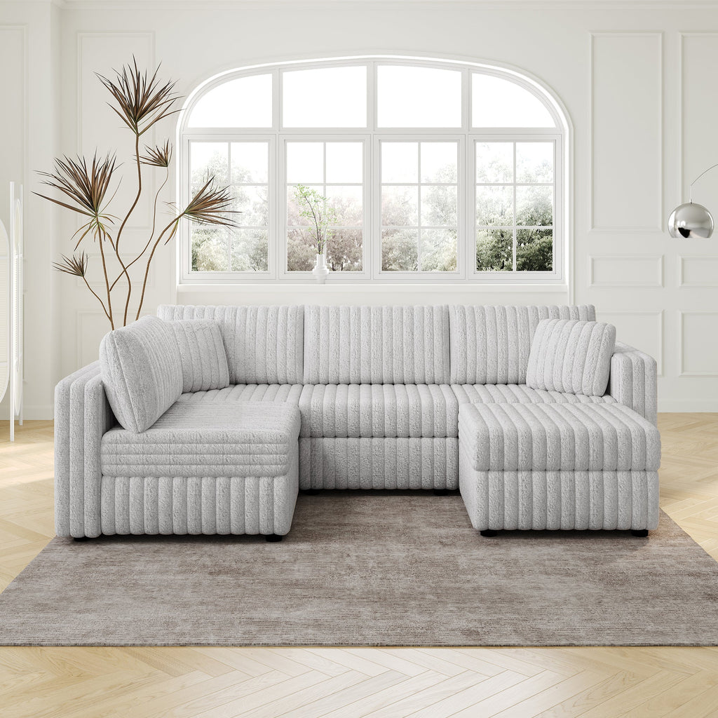 106.3" U-Shaped 4-Person Sofa with Ottoman