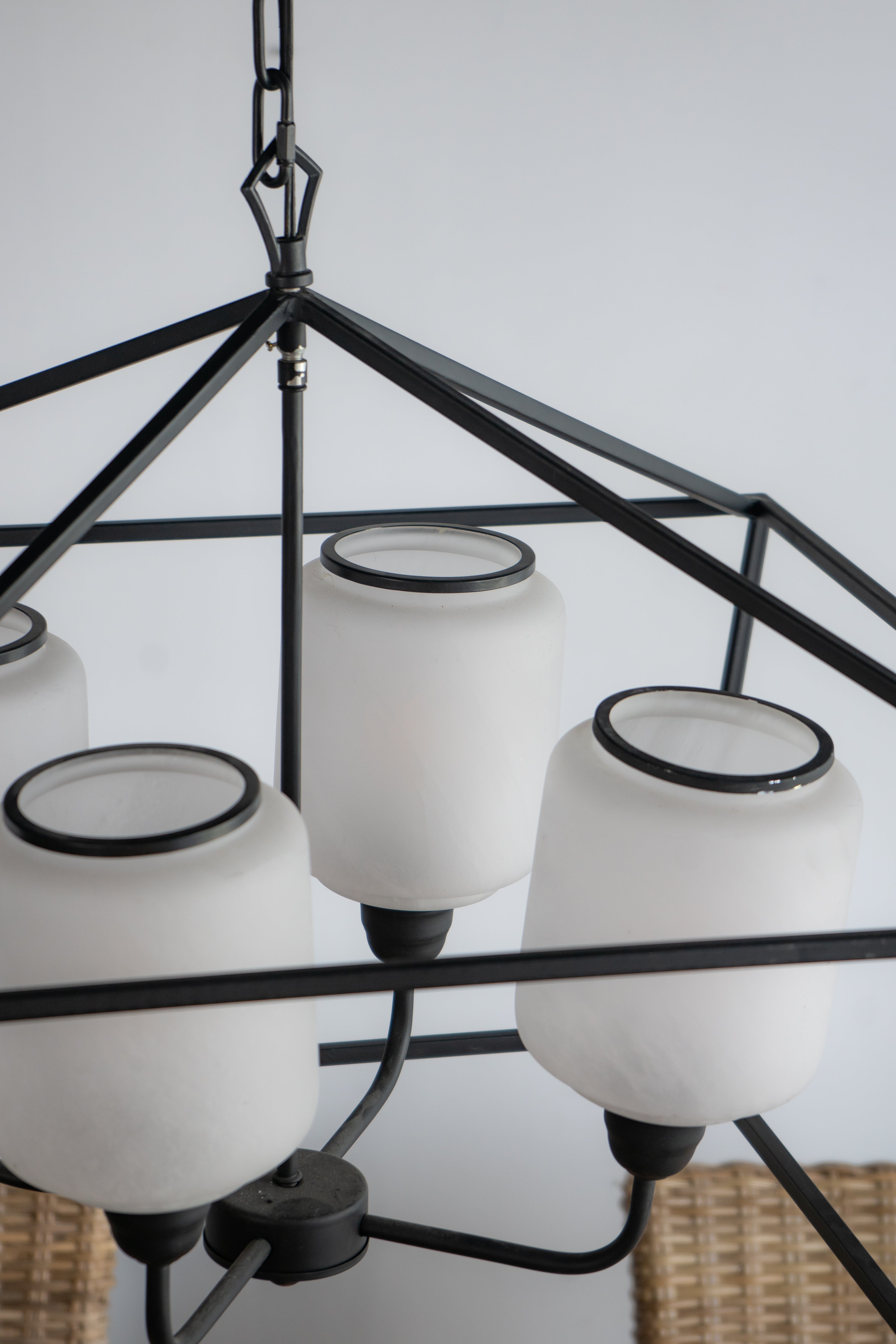 26" Iron Chandelier - Sleek Industrial Style