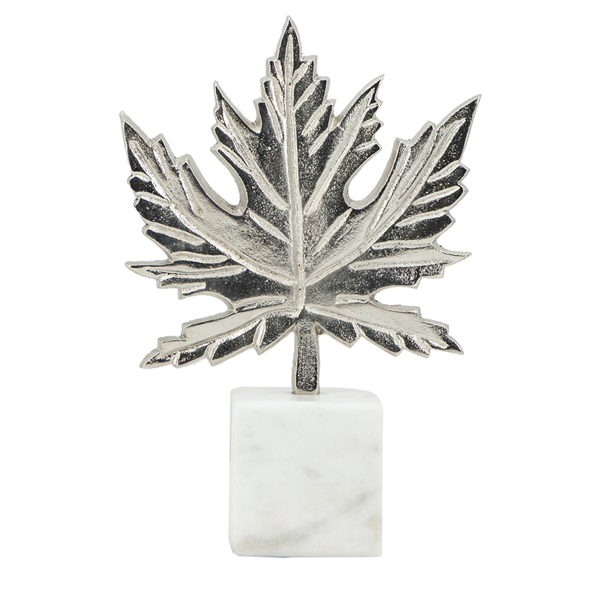 Aluminum Leaf Sculpture with Marble Base