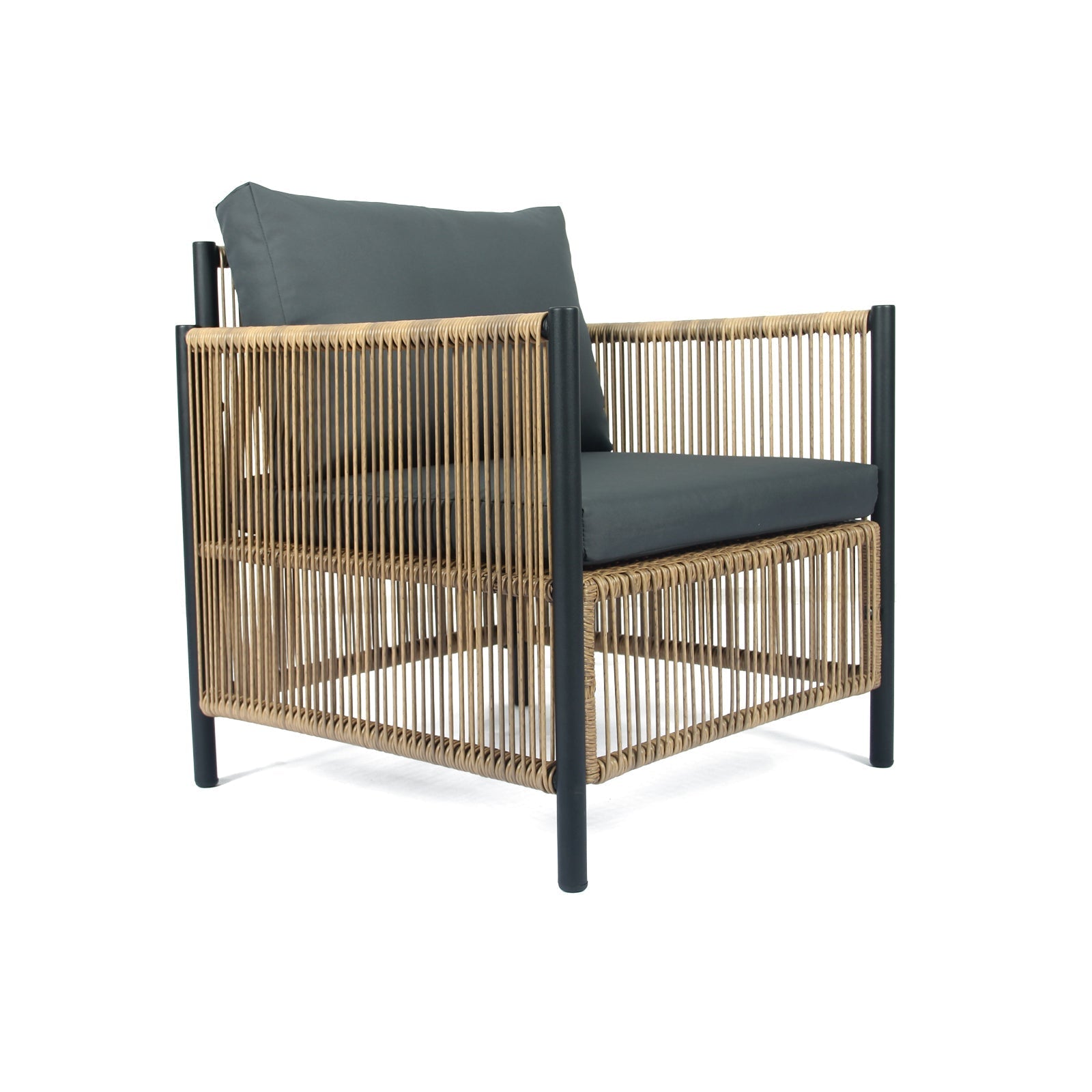Patio 4-Piece Brown PE Wicker Sofa Set with Grey Cushions