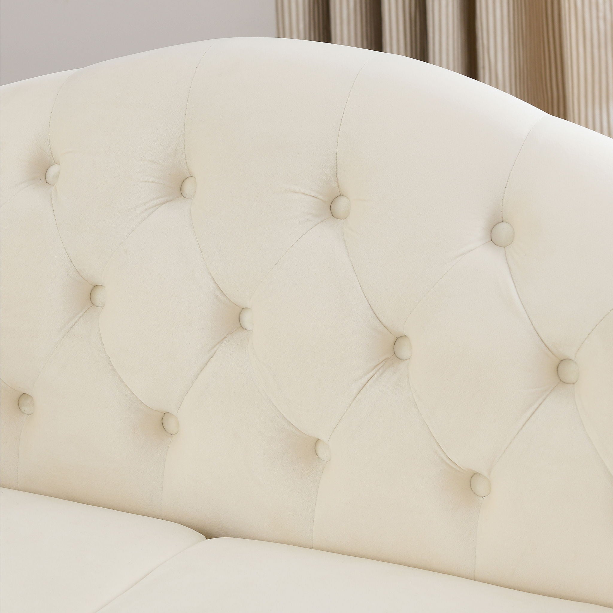2 Seater Chesterfield Sofa With Rolled Arms And Nailhead Trim For Living Room