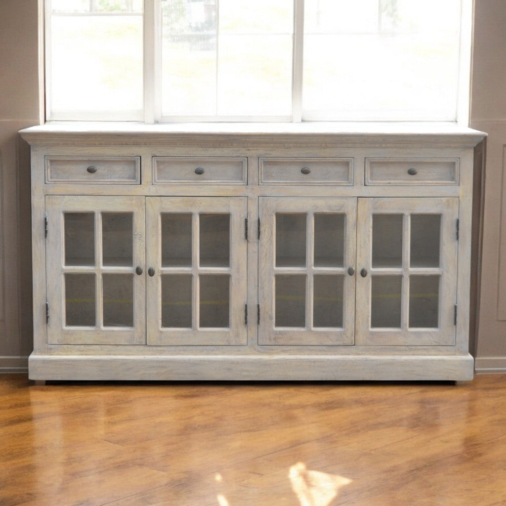 Solid Wood Stone Acid Wash Glazed Sideboard