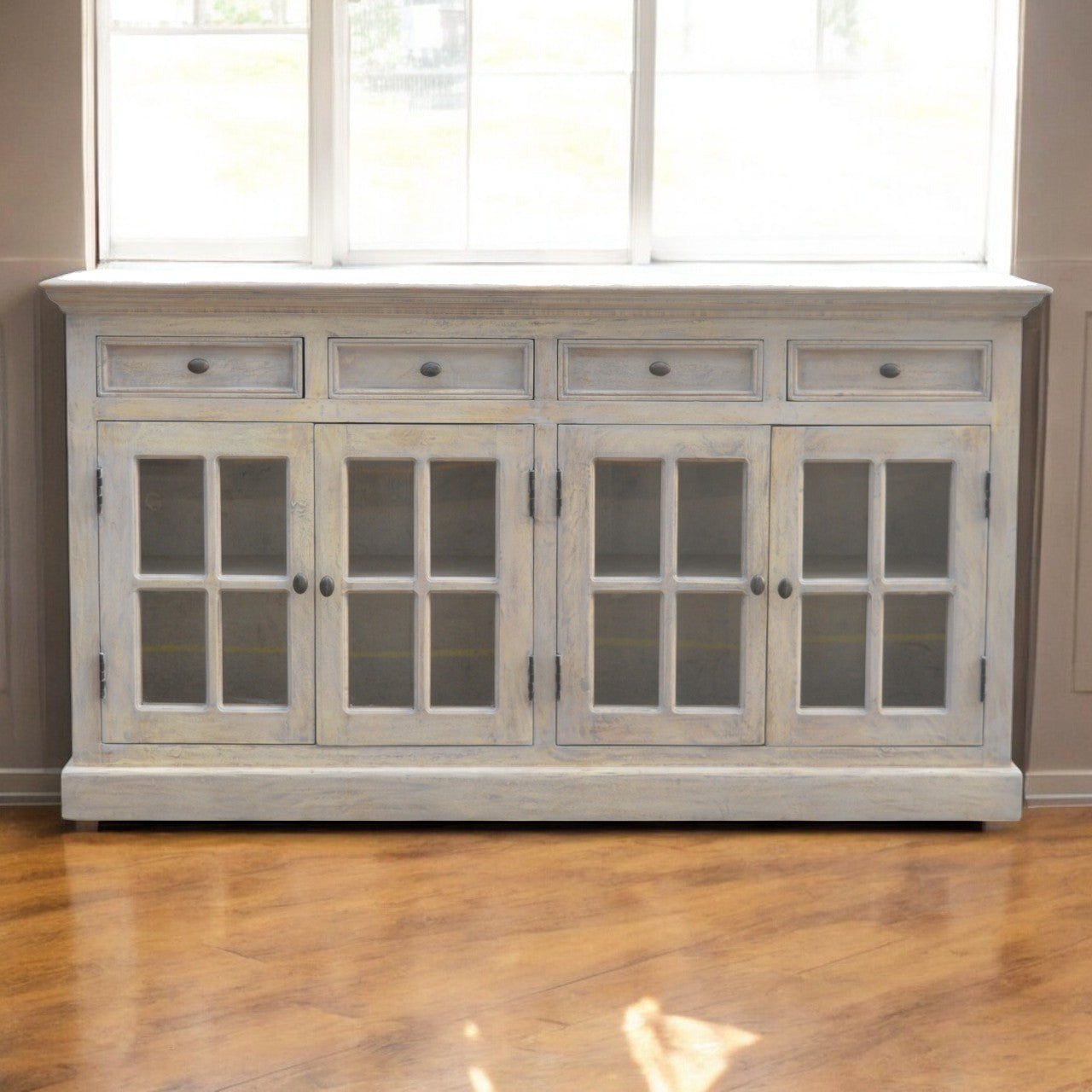 Solid Wood Stone Acid Wash Glazed Sideboard