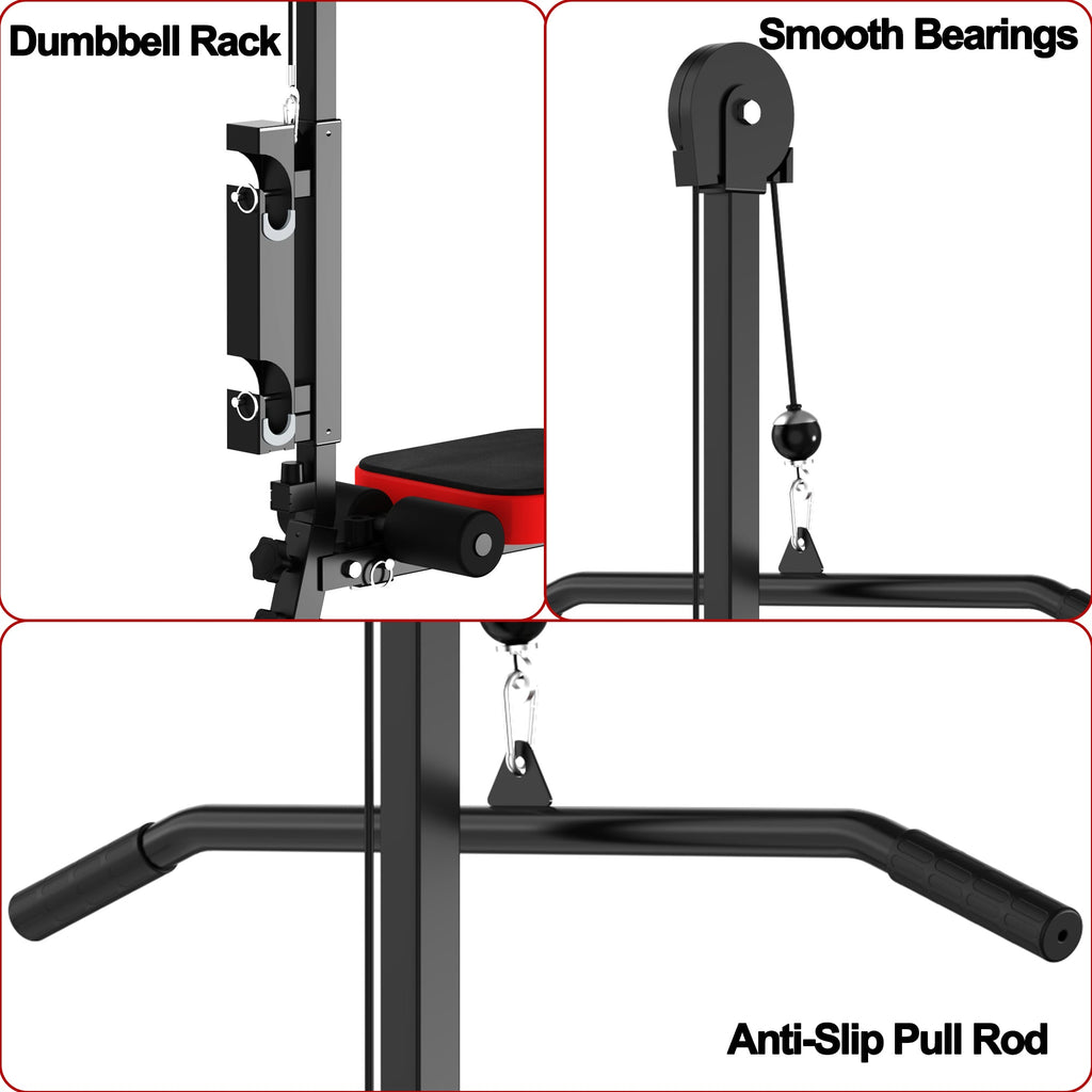 Multi-Functional Weight Bench with Pulley System and Adjustable Backrest