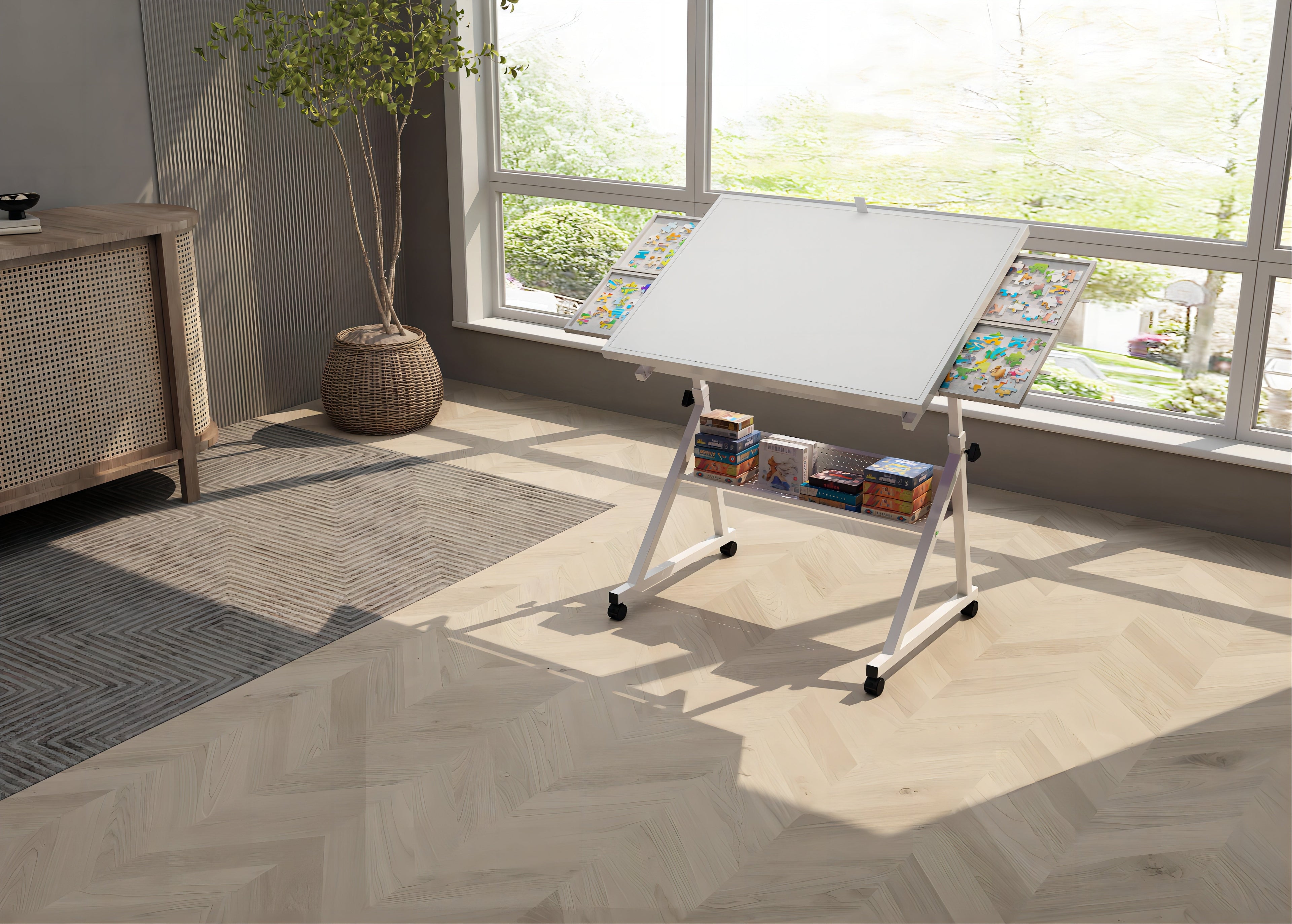 1500 Pieces Jigsaw Puzzle Metal Table Board with 4 Trays