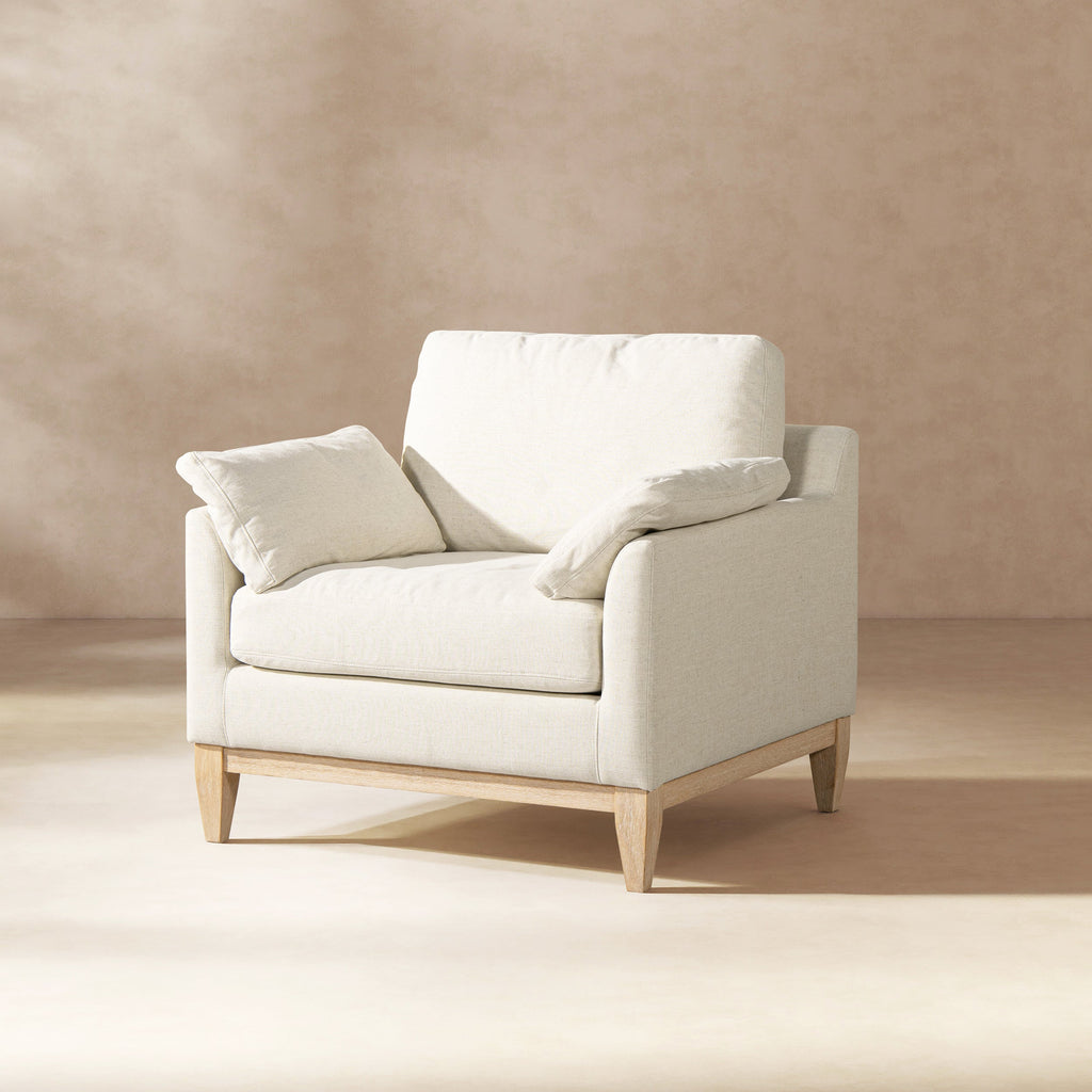 Pasadena 36" Wide Modern Farmhouse Accent Arm Chair Flax