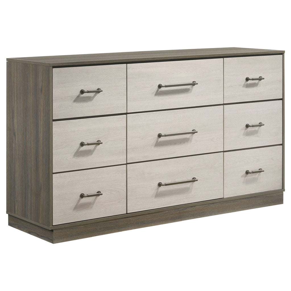 4 Piece Queen Bedroom Set With Built In Storage And Mirror - Oak