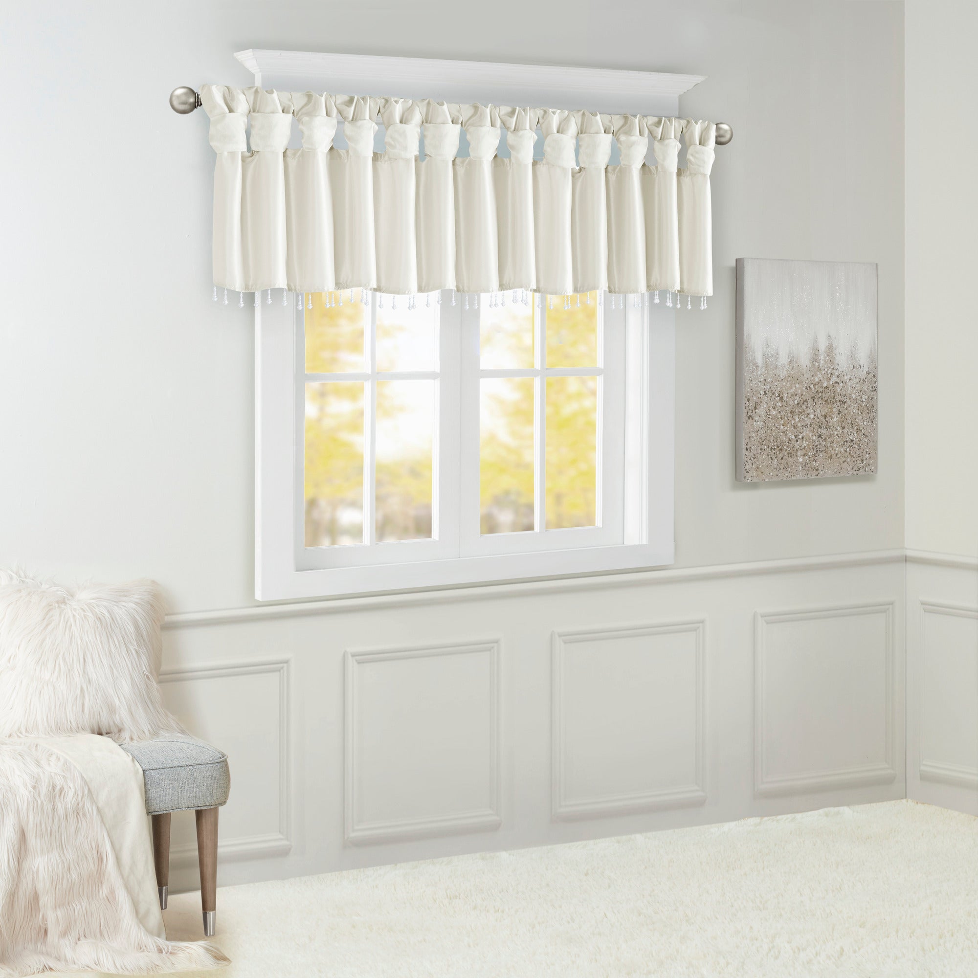 Lightweight Faux Silk Valance With Beads
