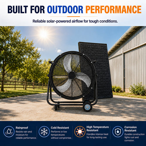 24 Inch Solar Floor-Standing Fan With Adjustable Solar Panel