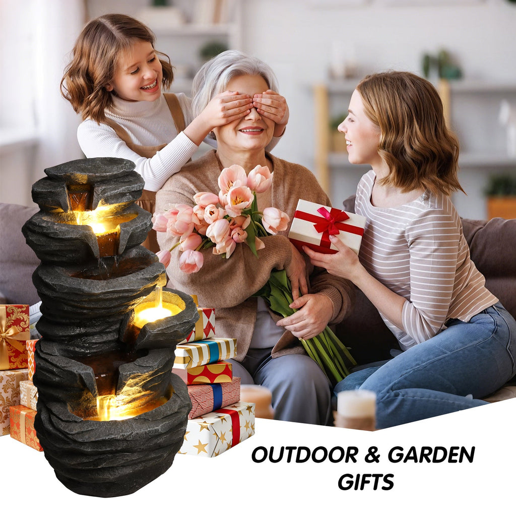 Outdoor Waterfall Fountain with Lights