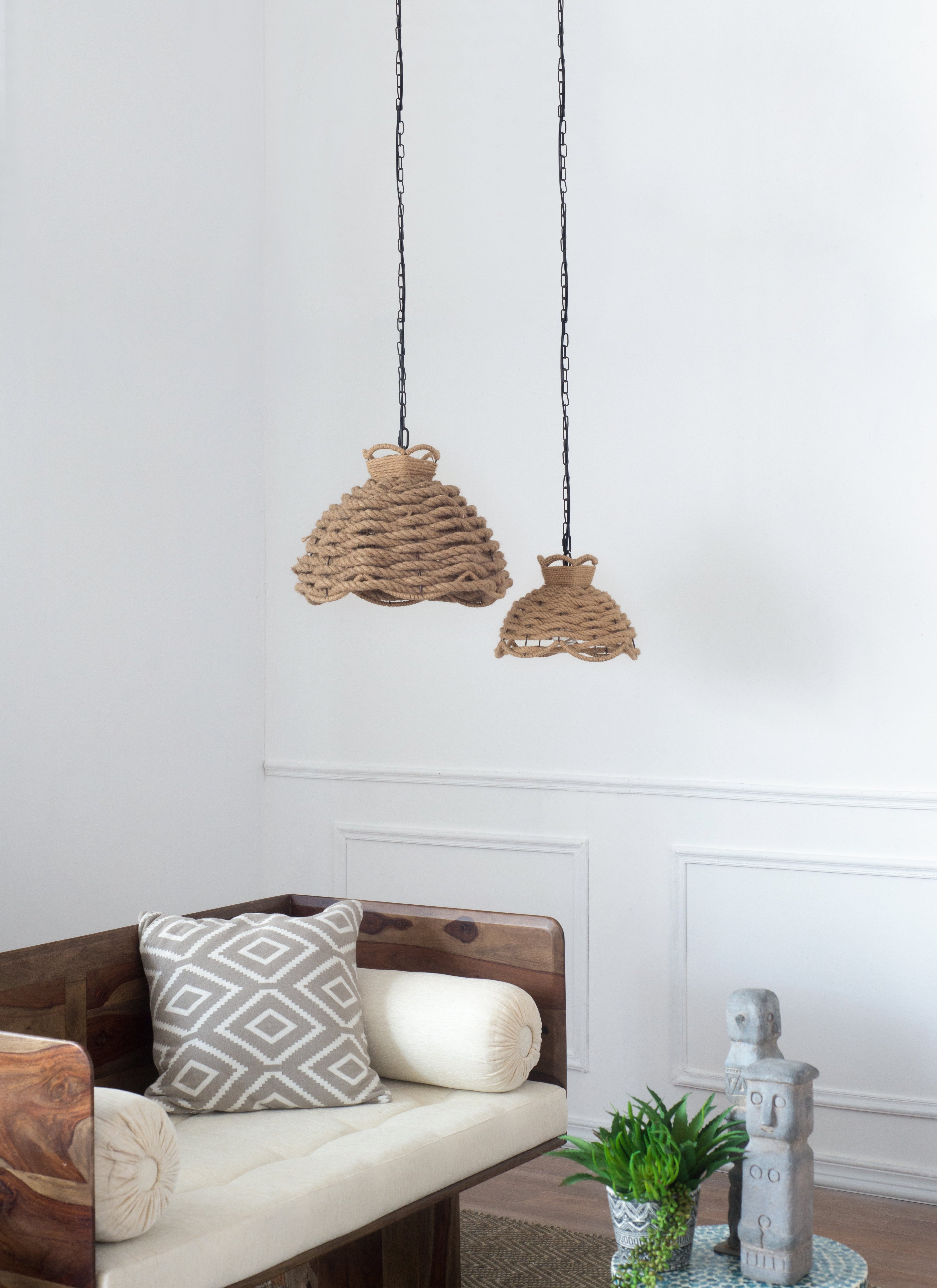 S/2 Rope Woven Chandelier