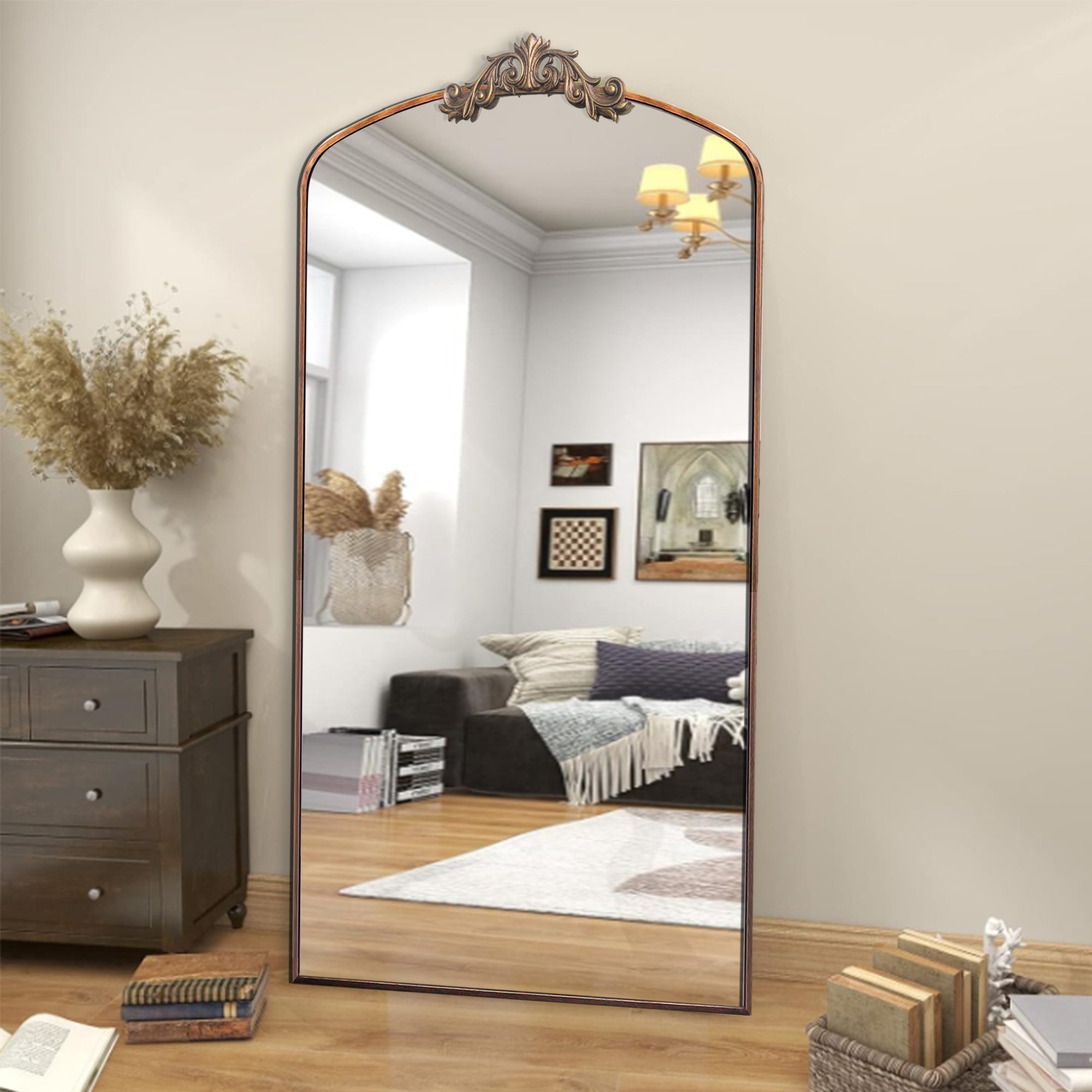 Vintage Ornate Arched Full Length Mirror