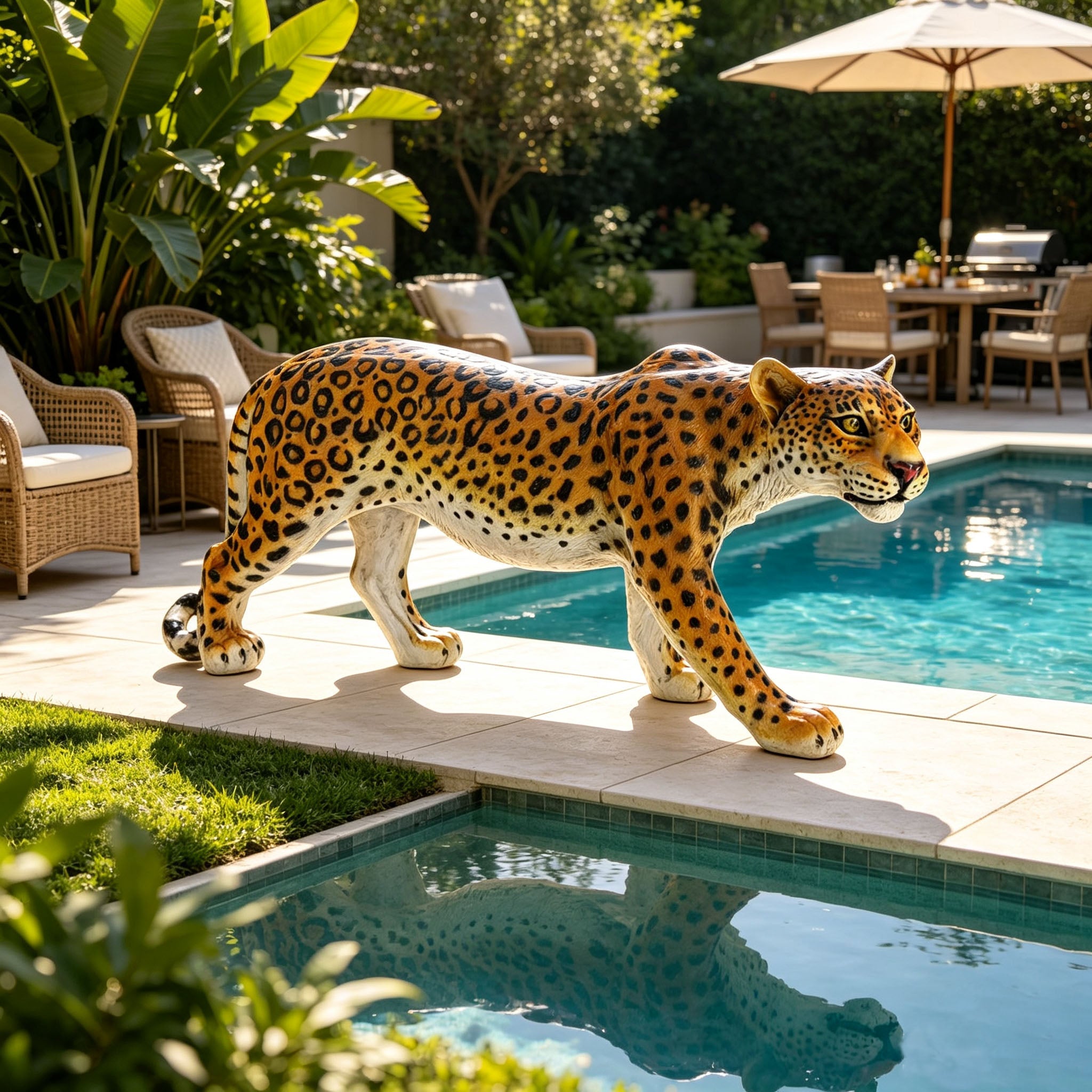 Realistic Leopard Garden Statue