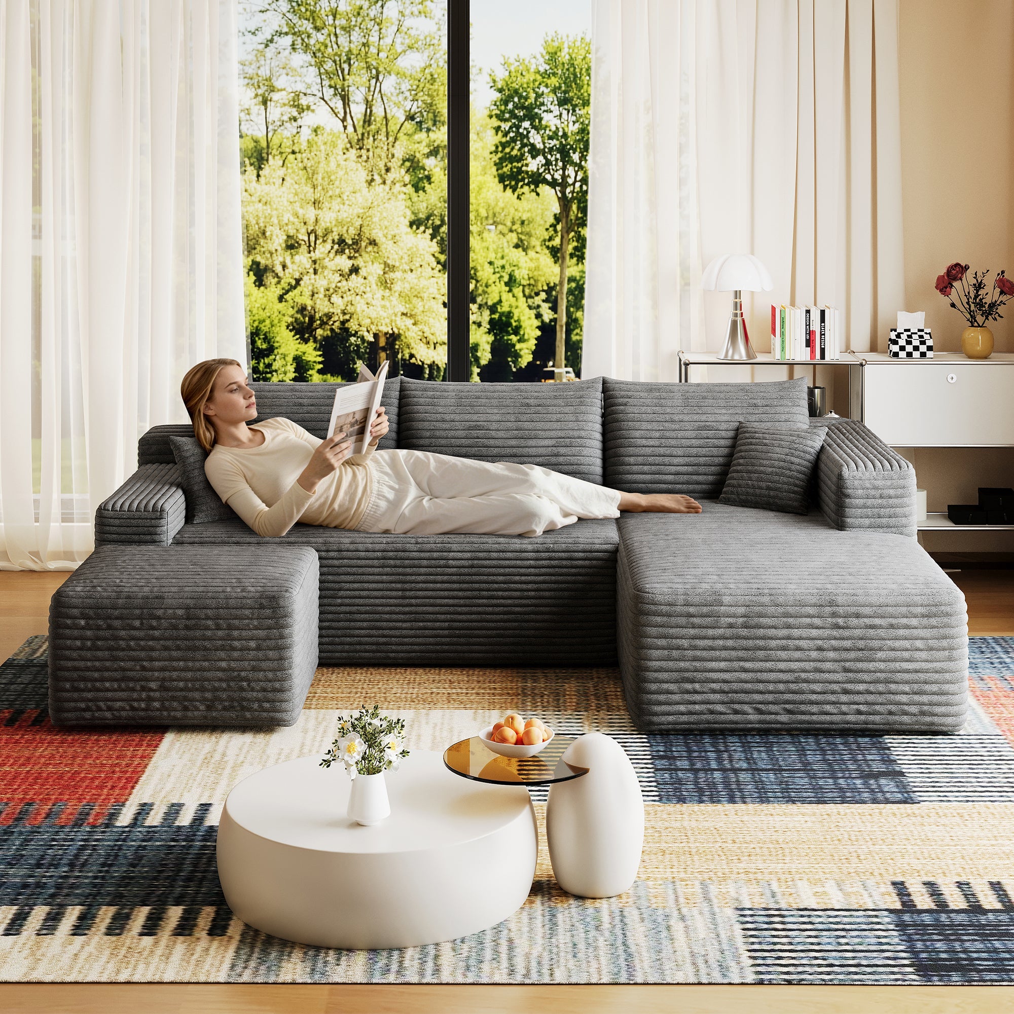 95" Cloud Sectional Sofa with Ottoman