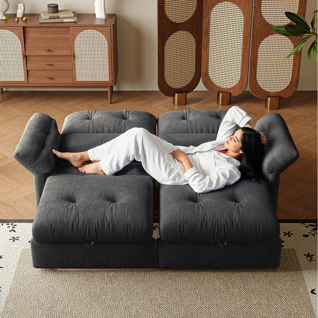 Multi-Functional Sofa Bed - 81.5 Inch Plush Chenille Sofa