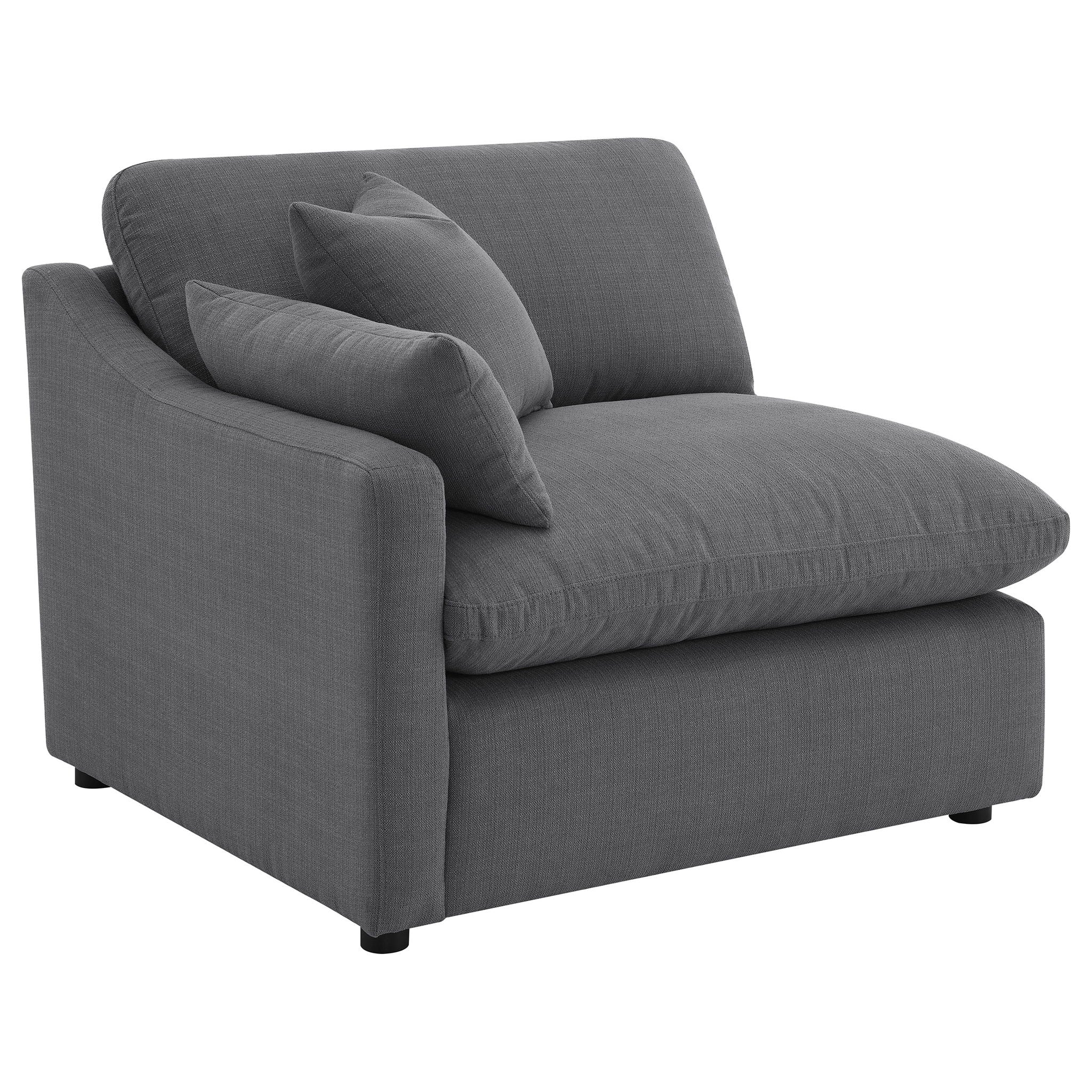 6 Piece Upholstered Modular Sectional Sofa With Reversible Cushions And Ottoman - Charcoal