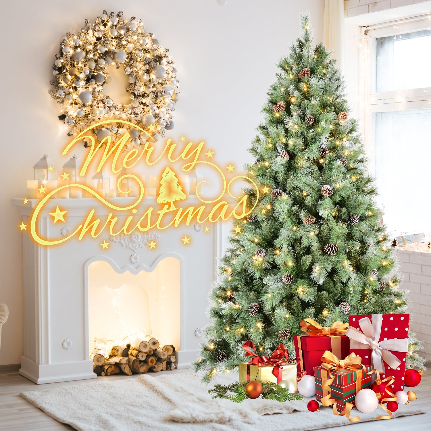 9FT Christmas Tree with 700 Warm Lights