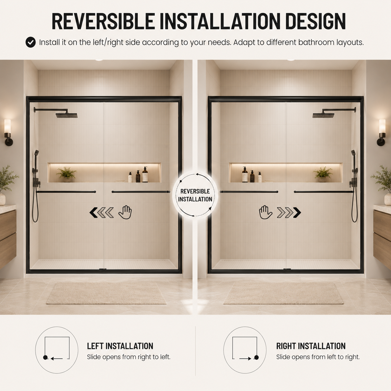 56-60" W x 72" H Framed Double Sliding Shower Door