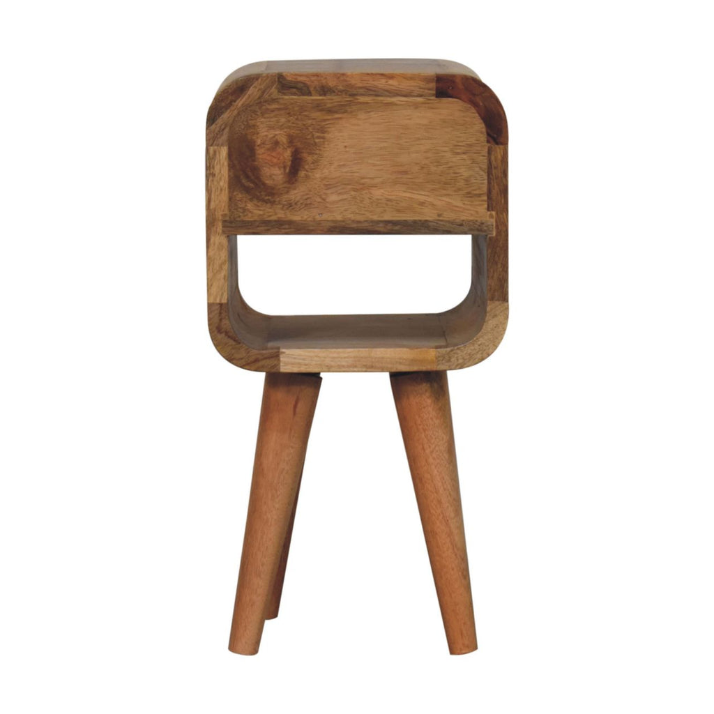 Solid Wood Extra Mini Oak-ish Curve Lower Bedside Table
