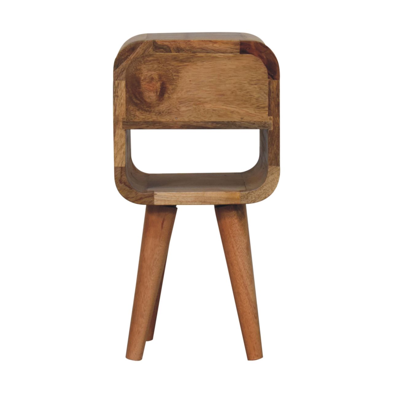Solid Wood Extra Mini Oak-ish Curve Lower Bedside Table