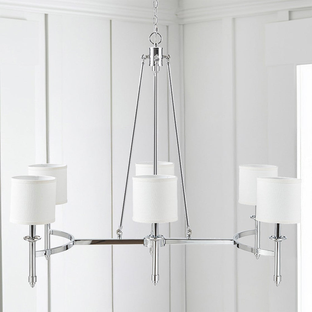 6-Light Chandelier with Fabric Drum Shades