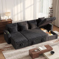 U Shaped Plush Corduroy Fluffy Sectional Sleeper Sofa