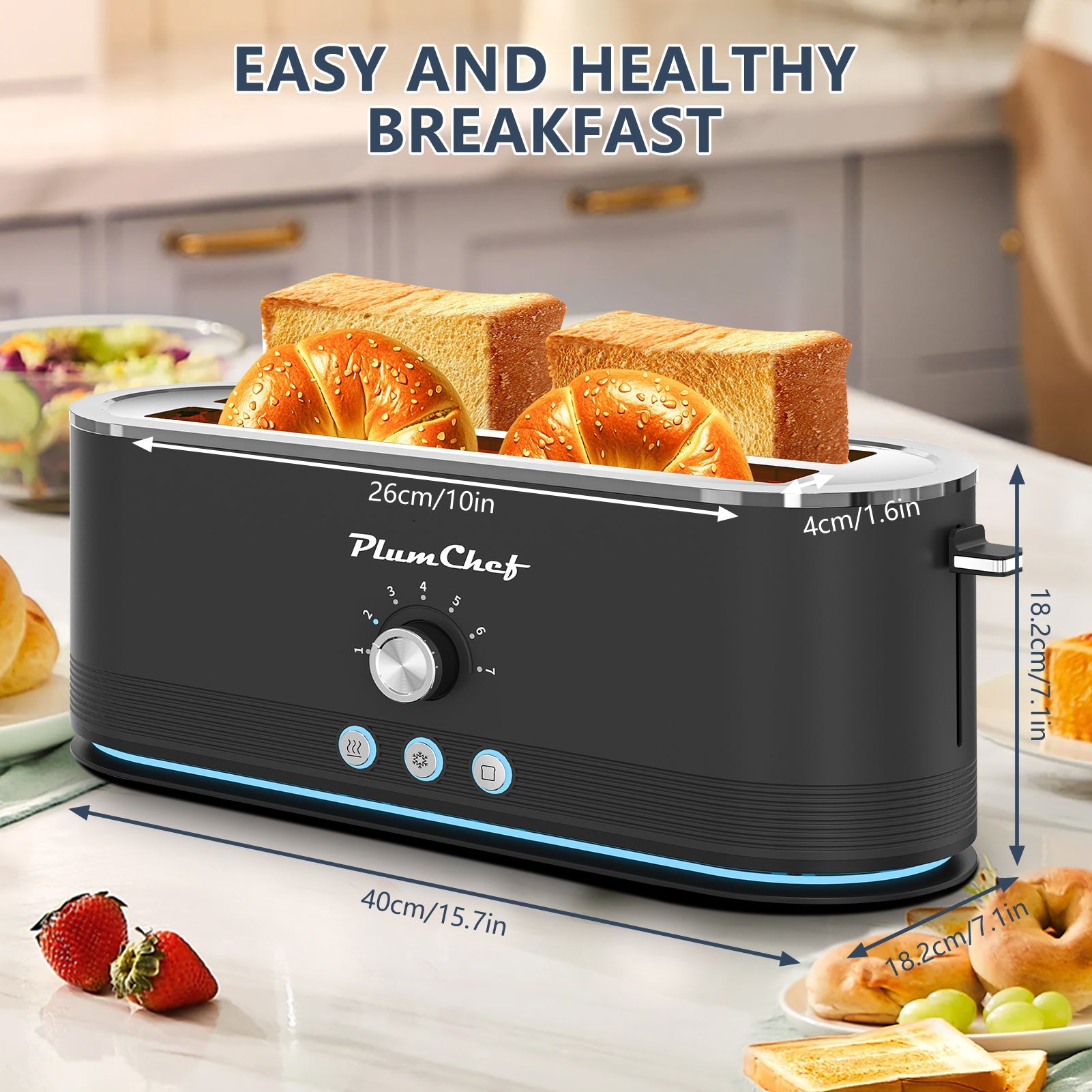 4-Slice Stainless Steel Toaster with 7 Browning Settings