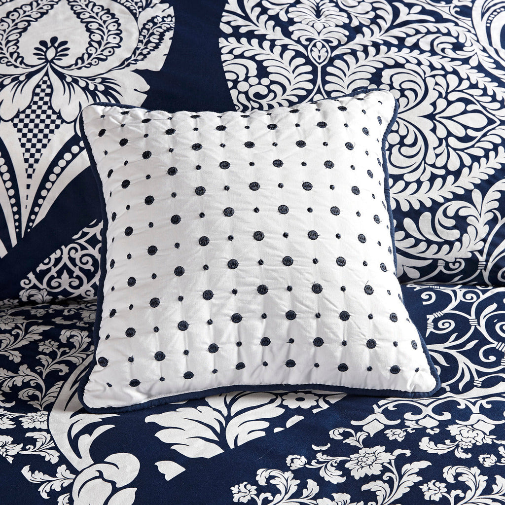 7 Piece Cotton Printed Comforter Set Indigo Queen