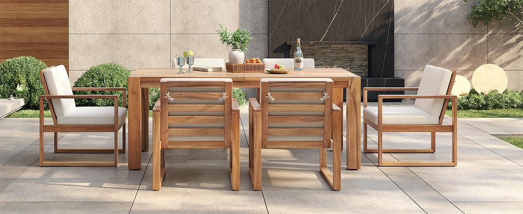 TREXM Patio Table and Chairs Set, 7-Piece Outdoor Dining Set for 6