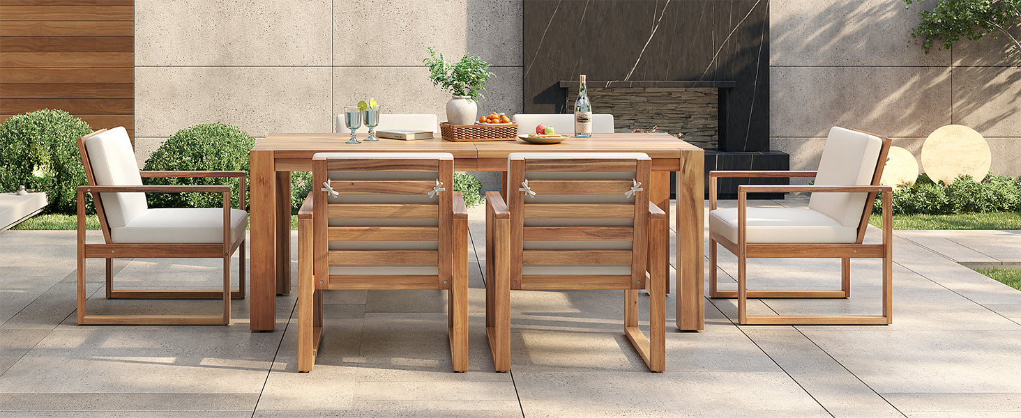 TREXM Patio Table and Chairs Set, 7-Piece Outdoor Dining Set for 6