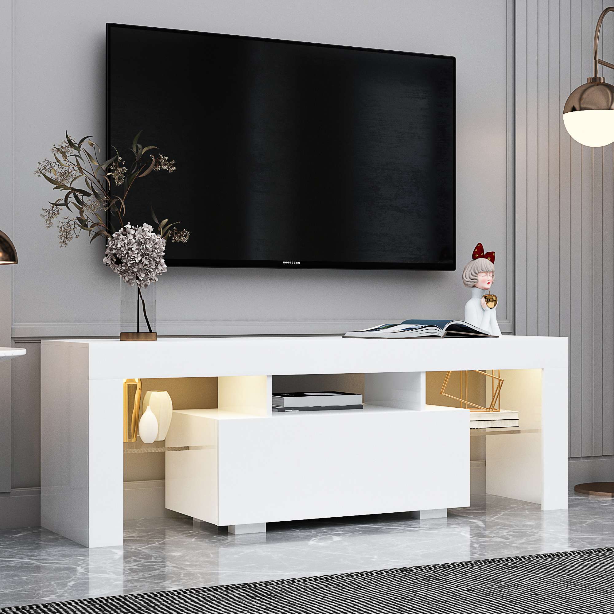 Entertainment TV Stand with LED Light