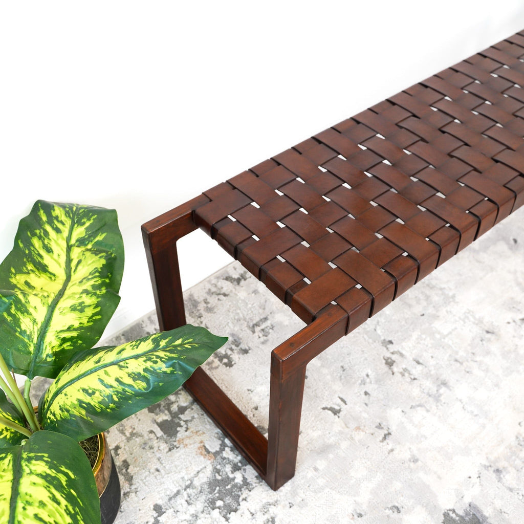 Christina - Bench - Cognac / Dark Brown / Tan