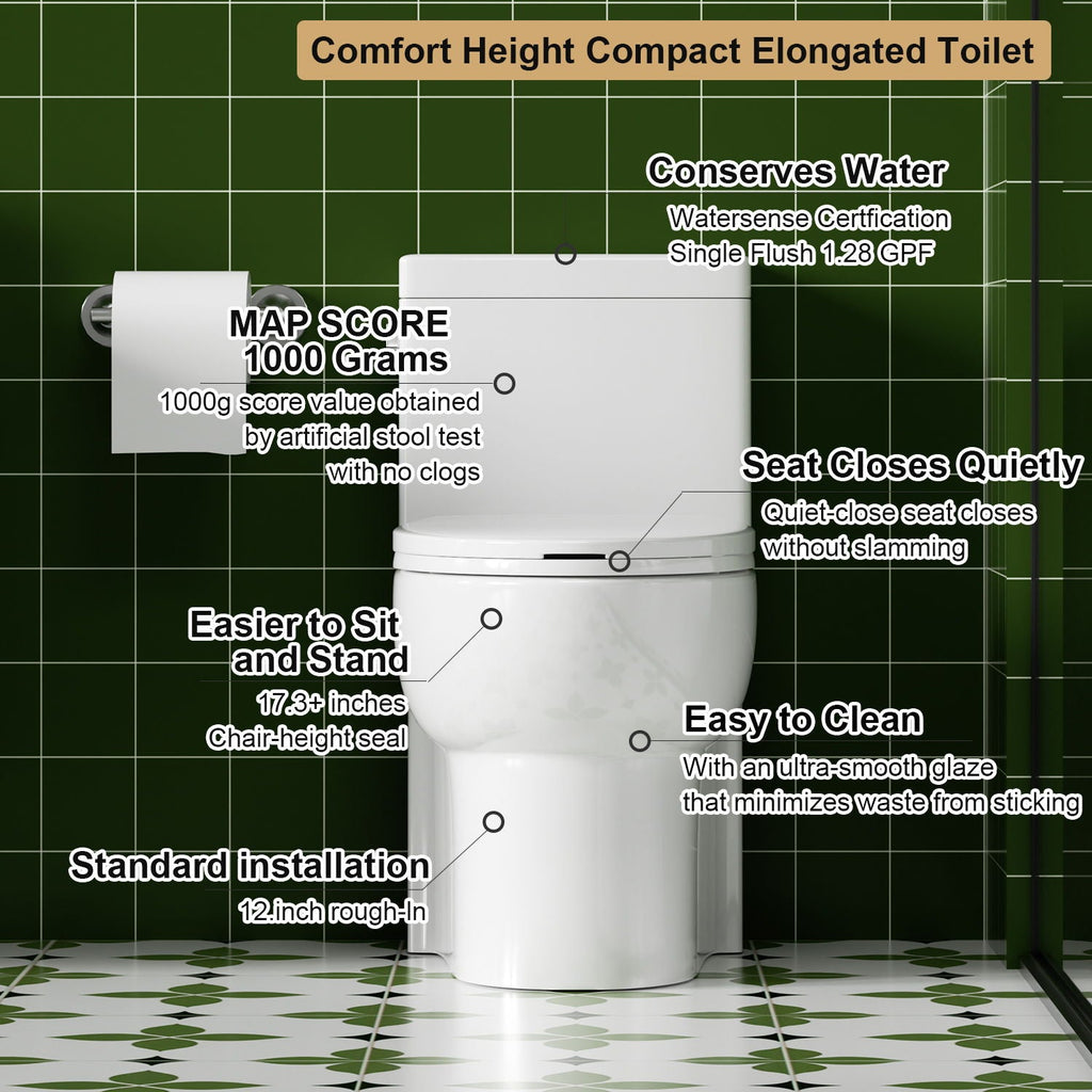 Gloss Tornado Flush 1 Piece Elongated Toilet With Siphonic Side Press, ADA Comfort Chair Height - Gloss White