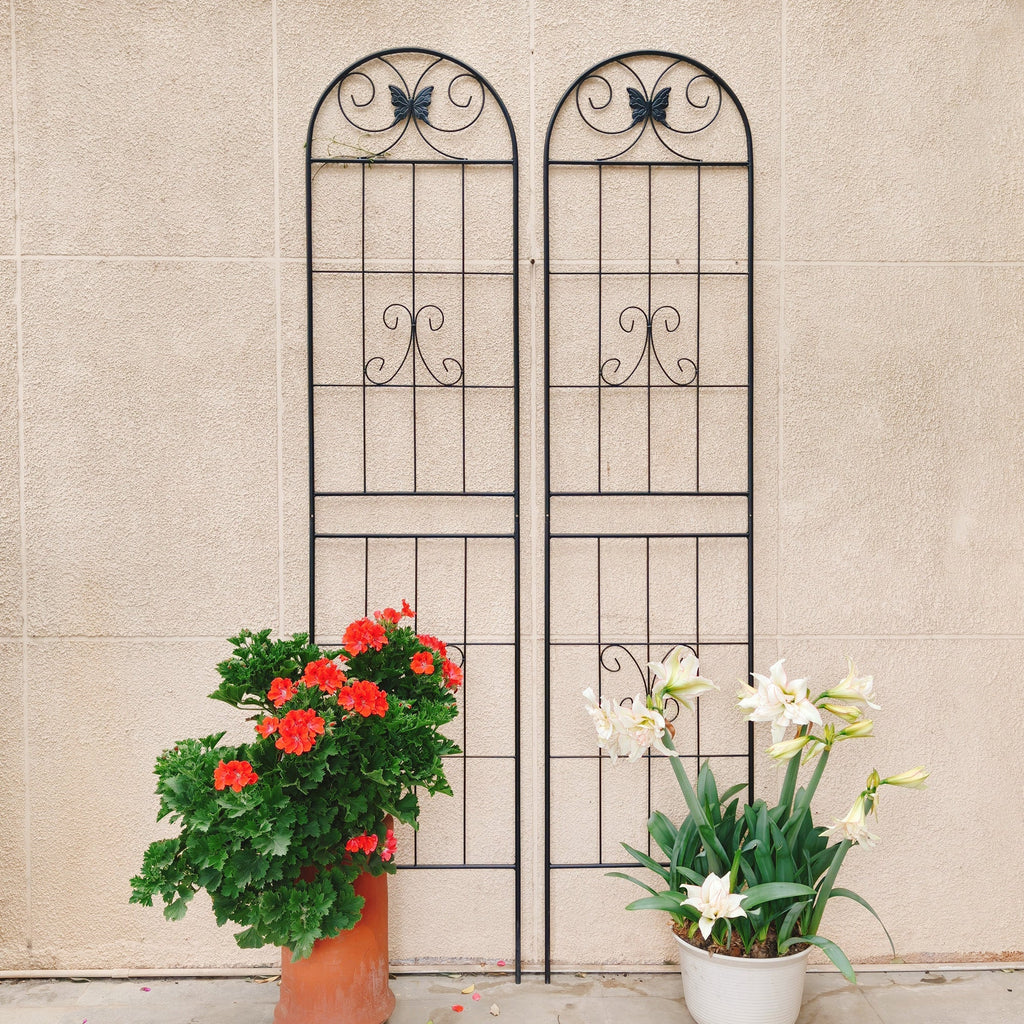 4 Pack Metal Garden Trellis 86.7" x 19.7" Rustproof Trellis for Climbing Plants Outdoor Flower Support Black