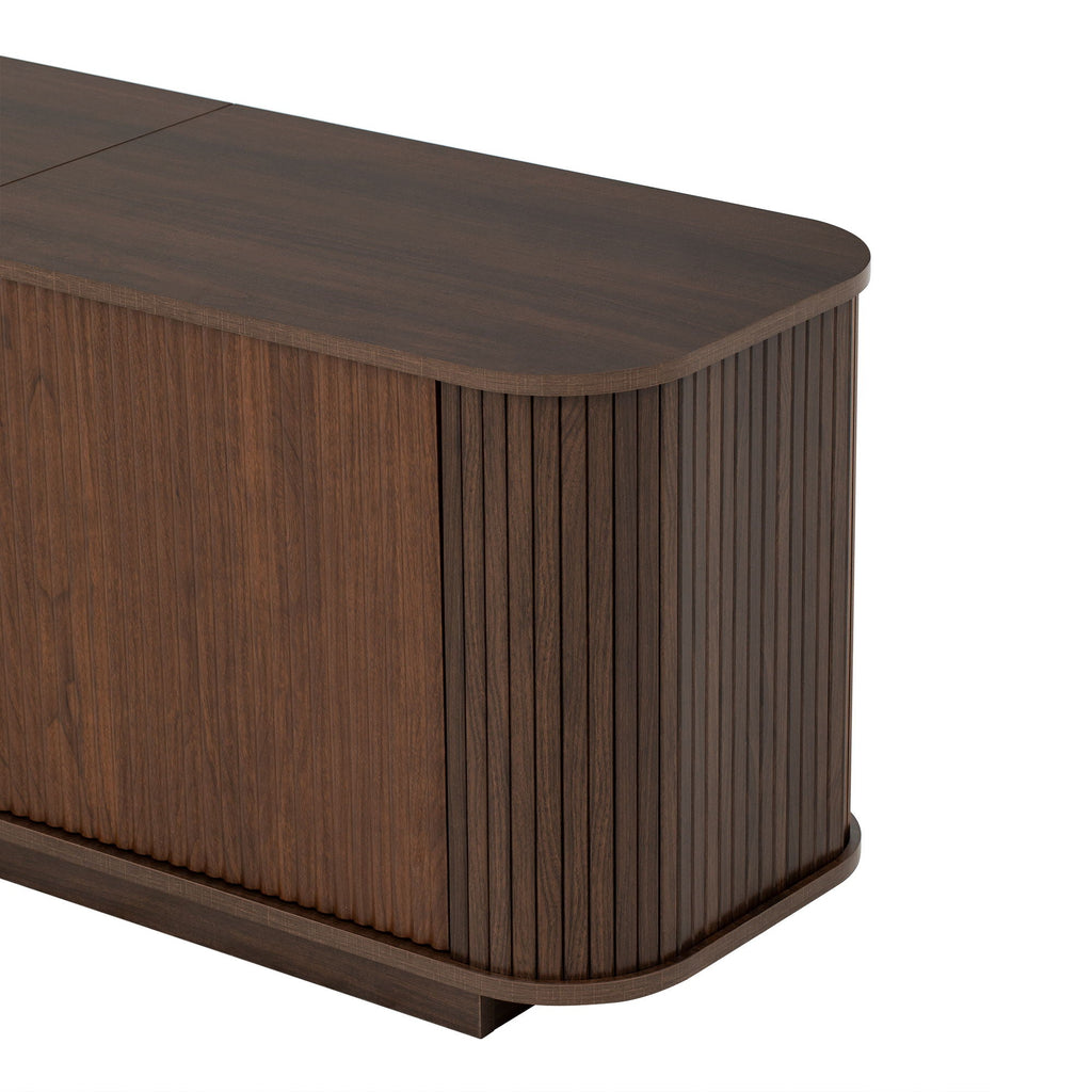 70" TV Stand With Ample Storage, Curved Corners - Dark Brown
