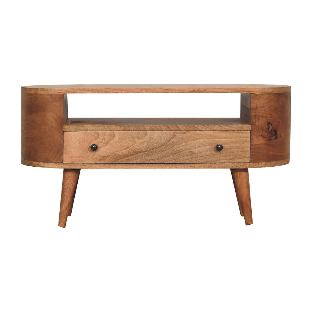 Solid Wood Mini Rounded Entertainment Unit, Nordic Legs