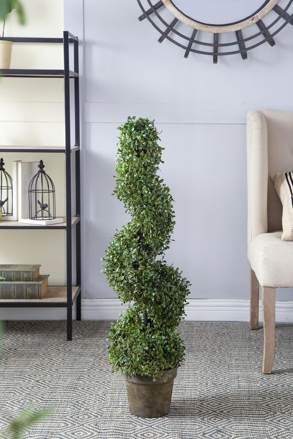 7.5x7.5x35" 3 Foot Tall Artificial Spiral Boxwood Tree