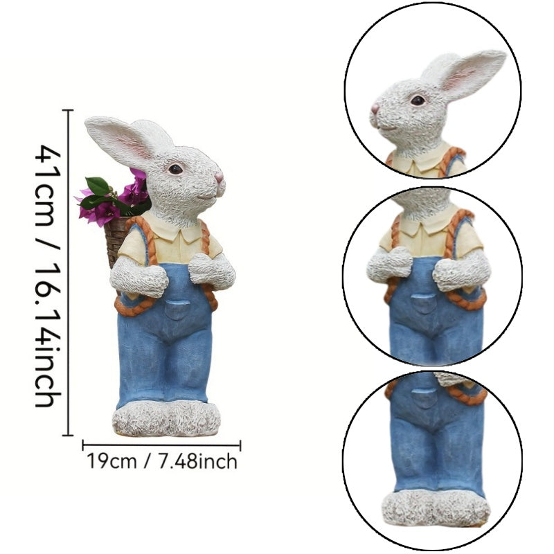 Simulated Couple Rabbit Statue Flower Pot Ornament