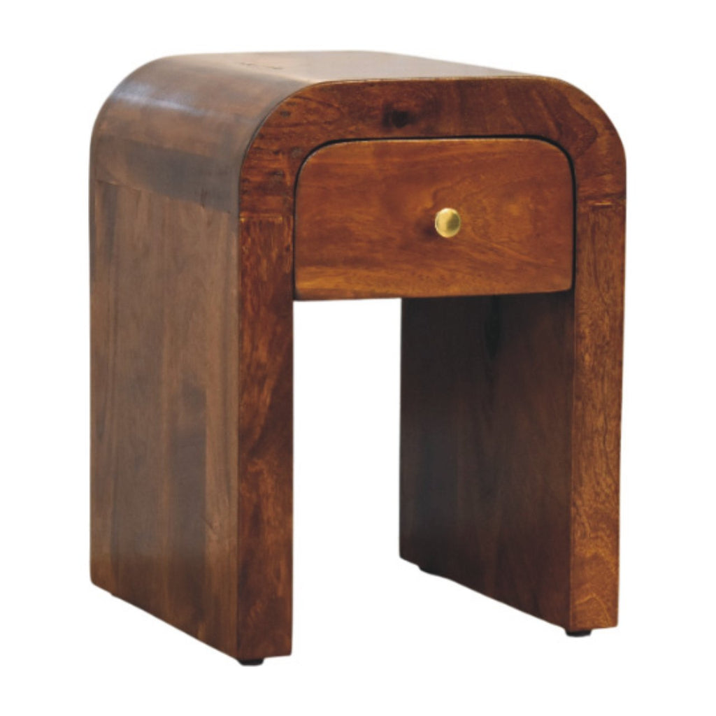 Mini Darcy Chestnut Nightstand with Curved Edges, 1-Drawer