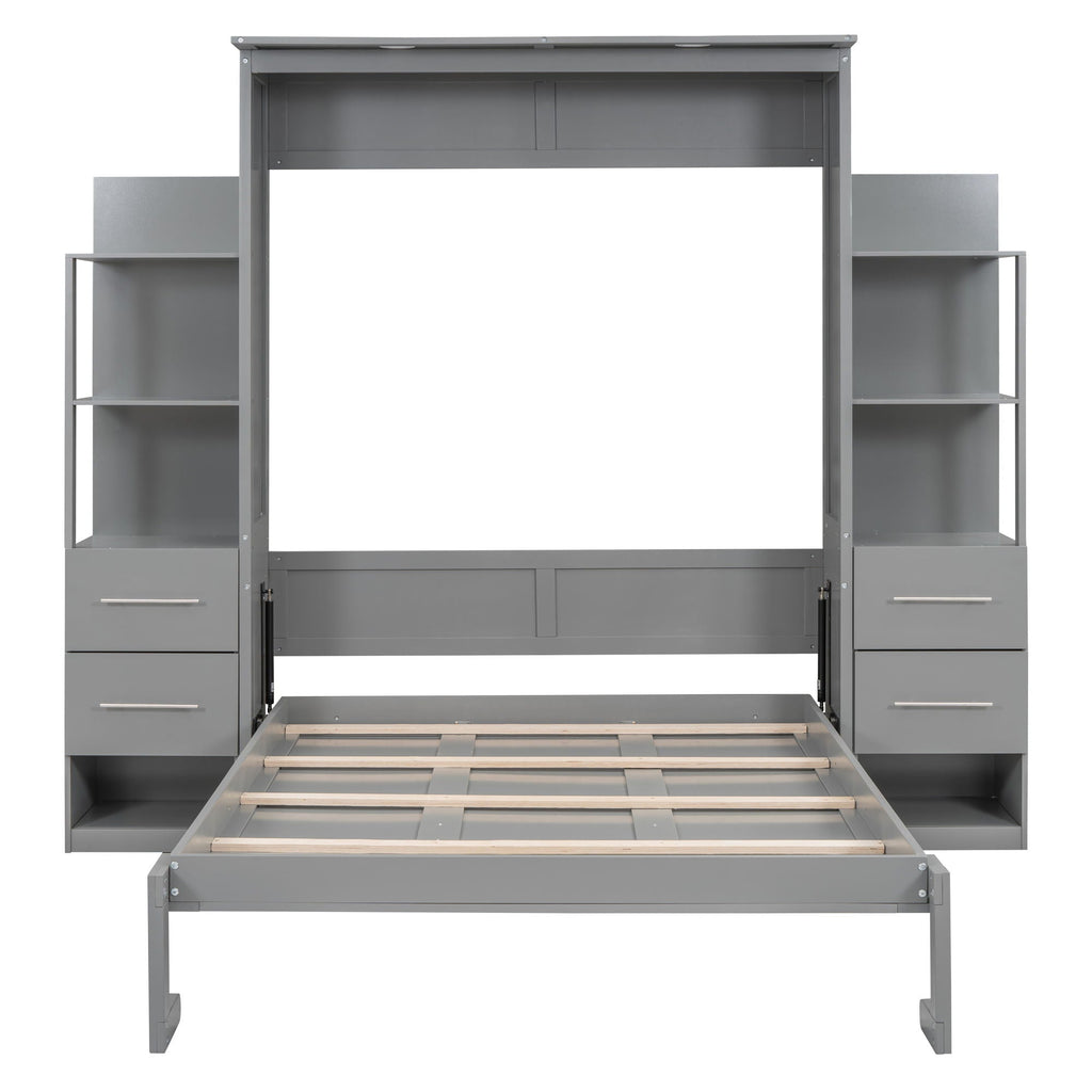 Murphy Wall Bed With LED Lights, Shelves And Drawers