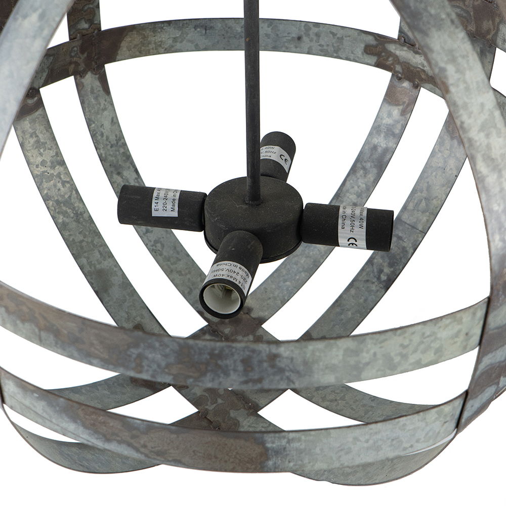4 Light Galvanized Chandelier, Hanging Light Fixture With Adjustable Chain For Kitchen, Bulb Not Included - Gray