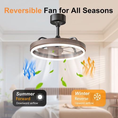20.5" Rustic LED Ceiling Fan with Remote & APP Control