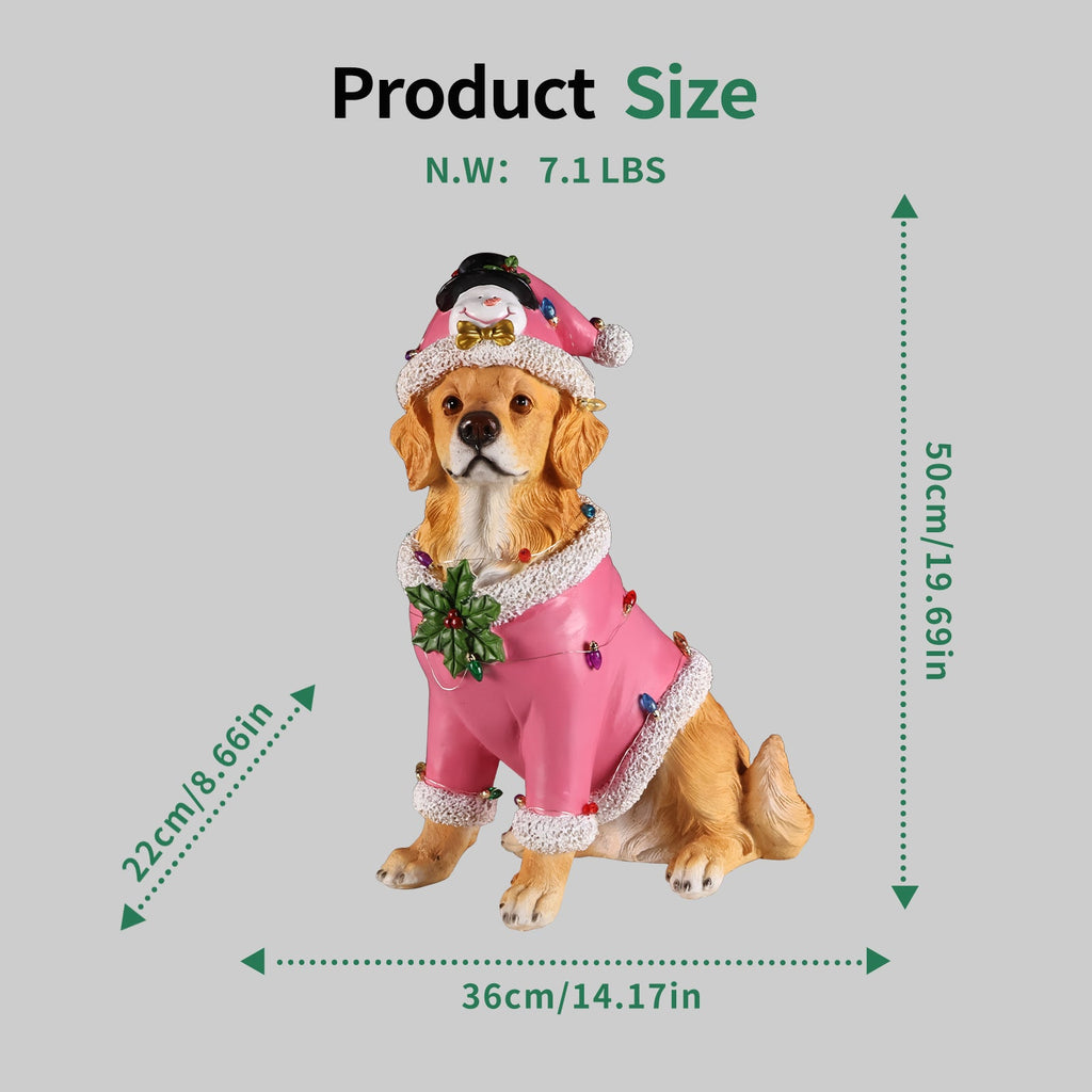Christmas Golden Retriever Statue