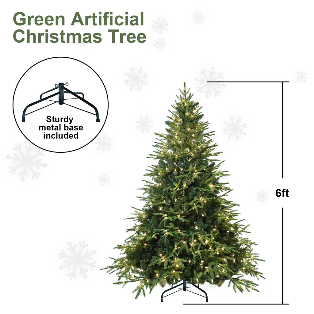 6ft Pre-Lit Artificial Christmas Tree with 400 Warm Lights