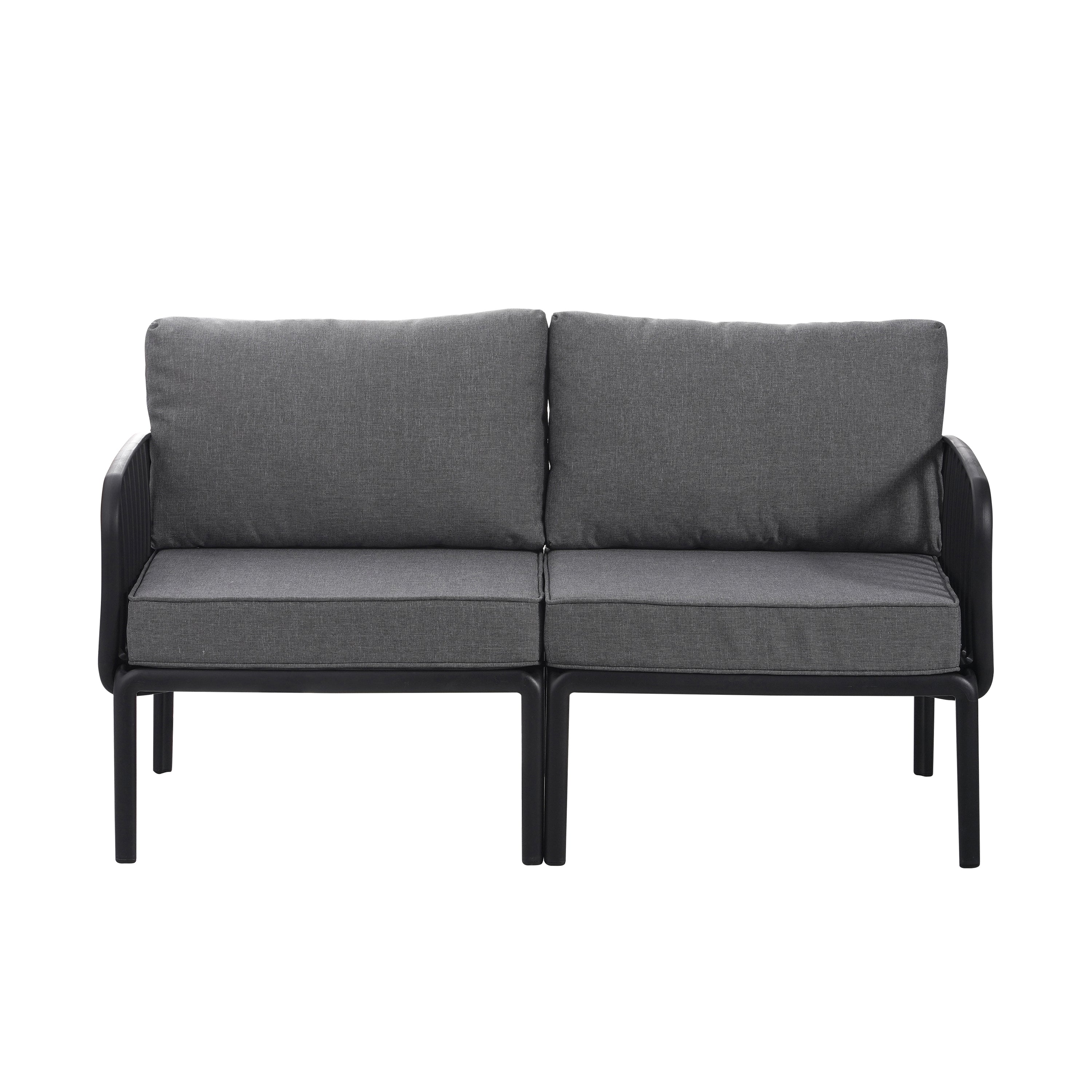 3 Piece Patio Conversation Sets, Modern Outdoor Patio Sectional Furniture Set with Square Coffee Table
