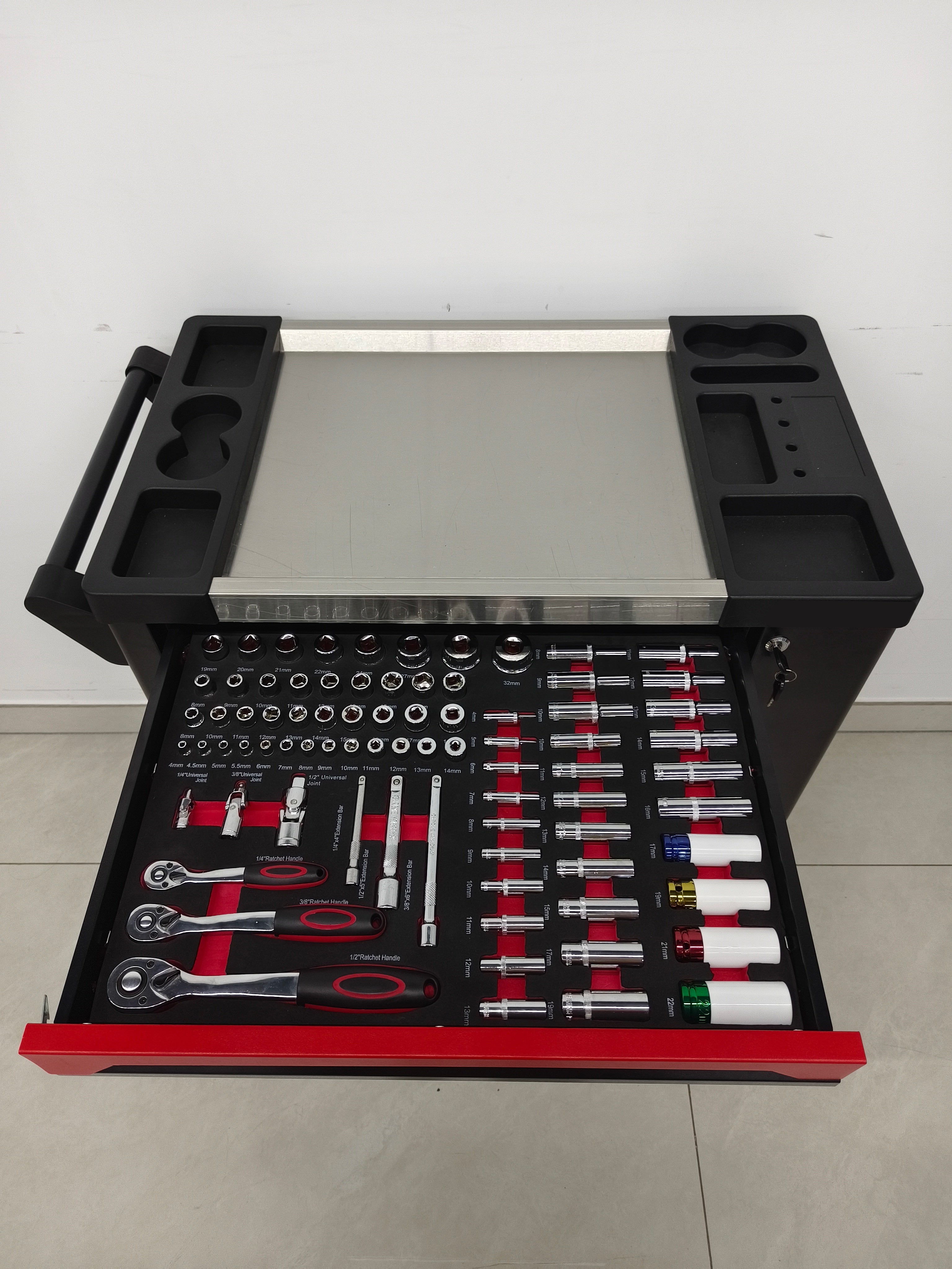 7 Drawer SPCC Rolling Tool Chest with 258-Piece Complete Tool Set