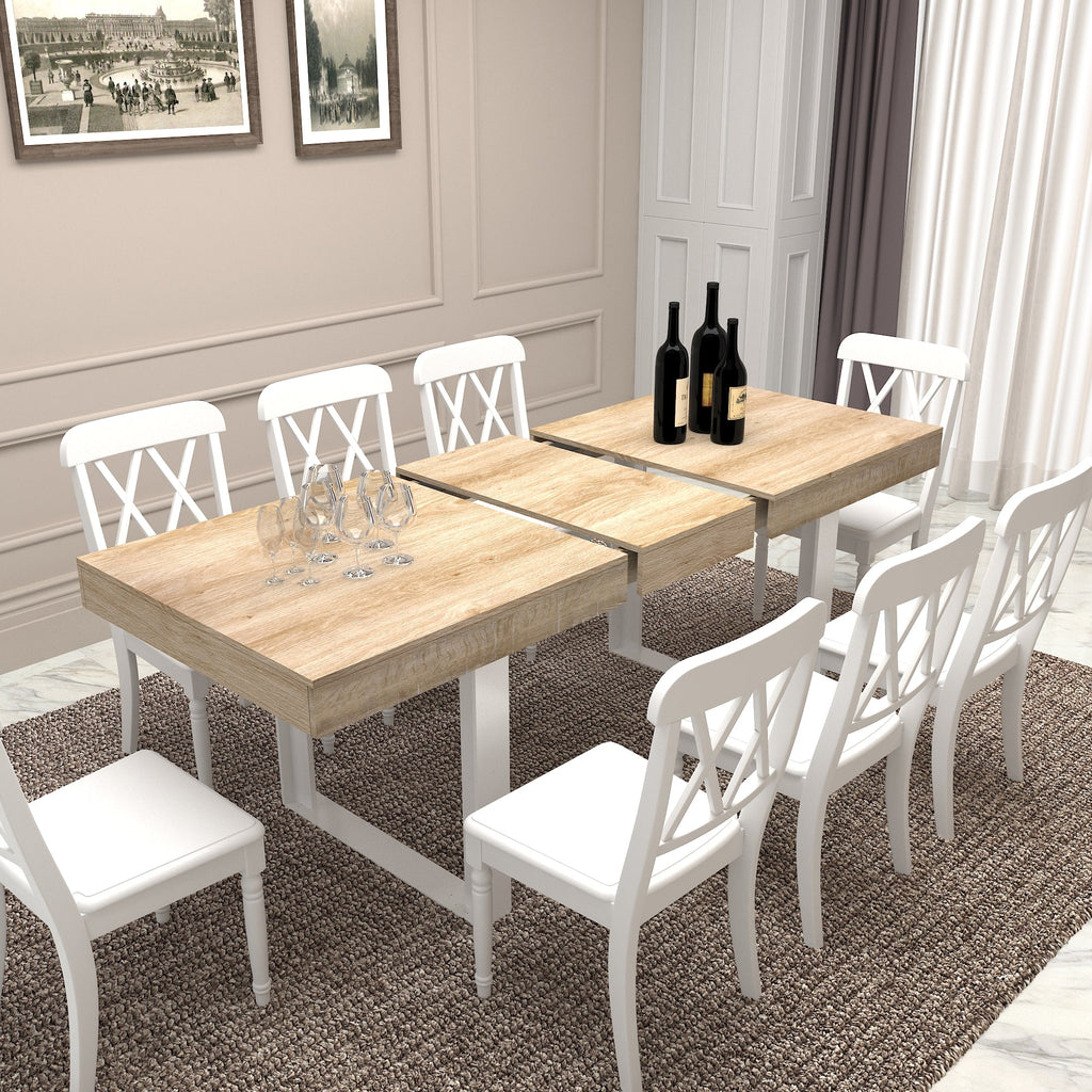 Extendable Dining Room Table for 6-10
