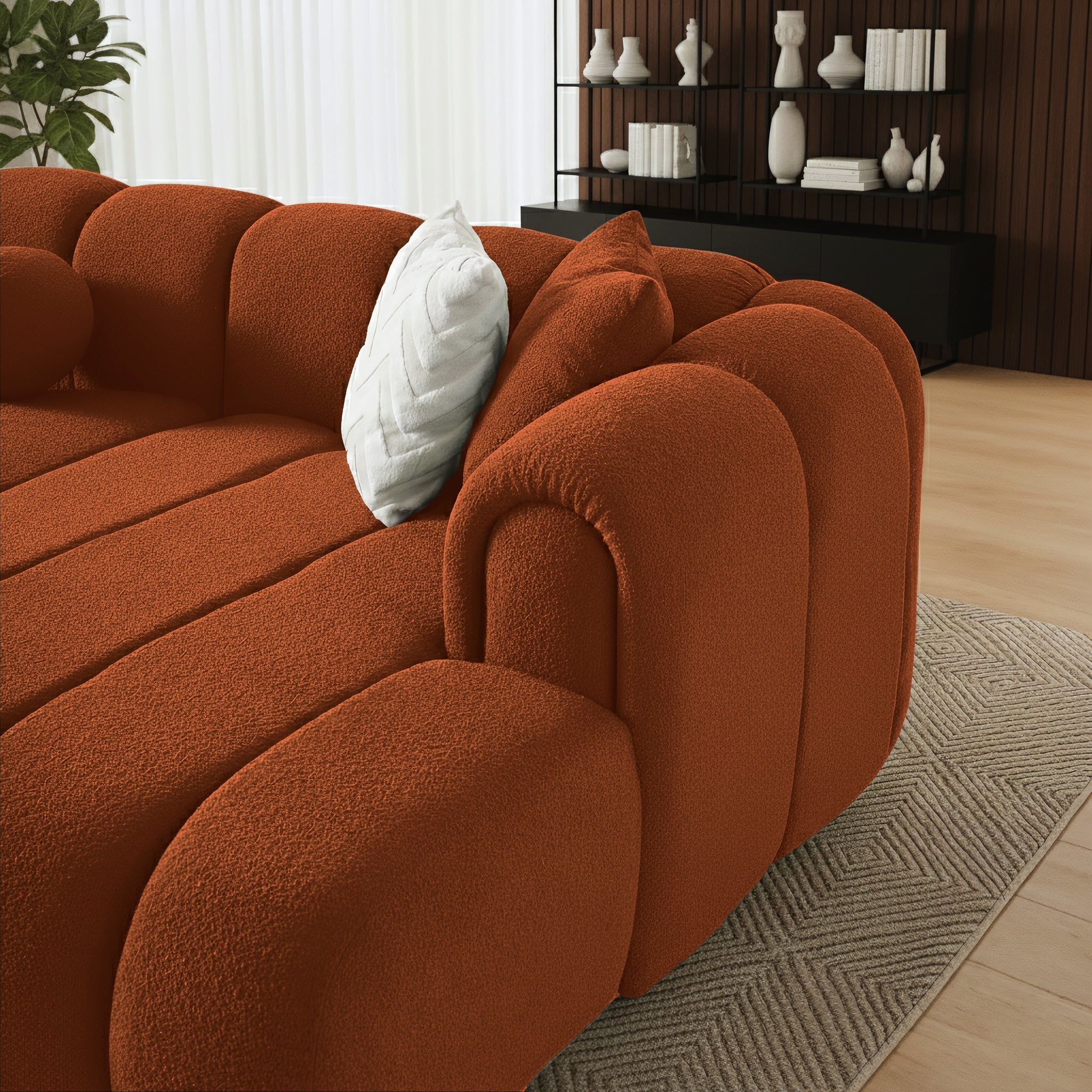 Beatrice Modern Tufted Sectional - Burnt